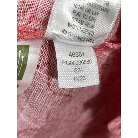 Garnet Hill 100% Linen Dress Size 14 European Flax Red Floral Pockets Sleeveless - Picture 8 of 8